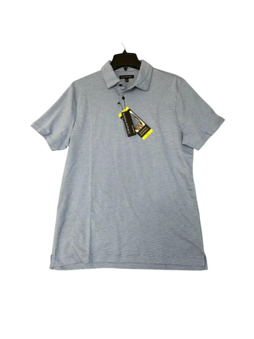 NWT Banana Republic Men's S Blue Striped Polo Shirt Cotton Short Sleeve